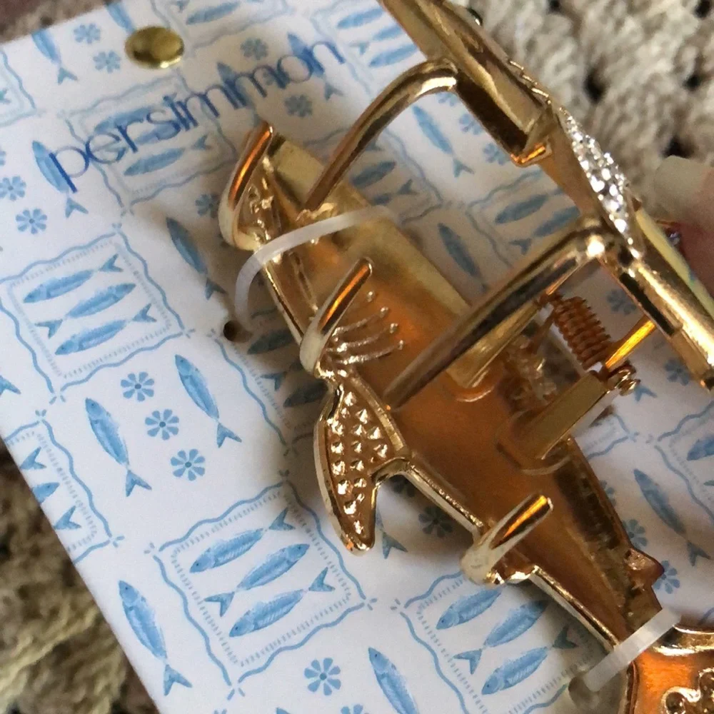 Persimmon Blue and Gold Shark Hair Claw Clip
